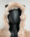 *One Of A Kind / Prototype* Classic Faux Fur Crop Jacket | Pink Ruched Feline - SMALL
