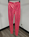 *Last Stock* Metallic Leggings | Neon Metallic Pink Leopard - SMALL