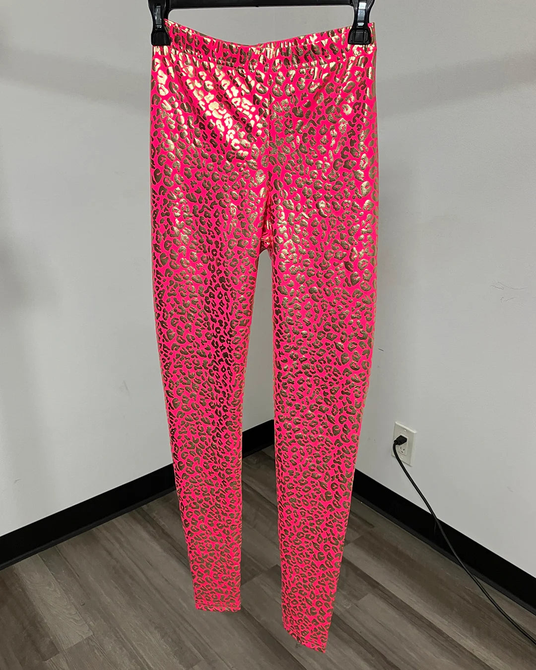 *Last Stock* Metallic Leggings | Neon Metallic Pink Leopard - SMALL