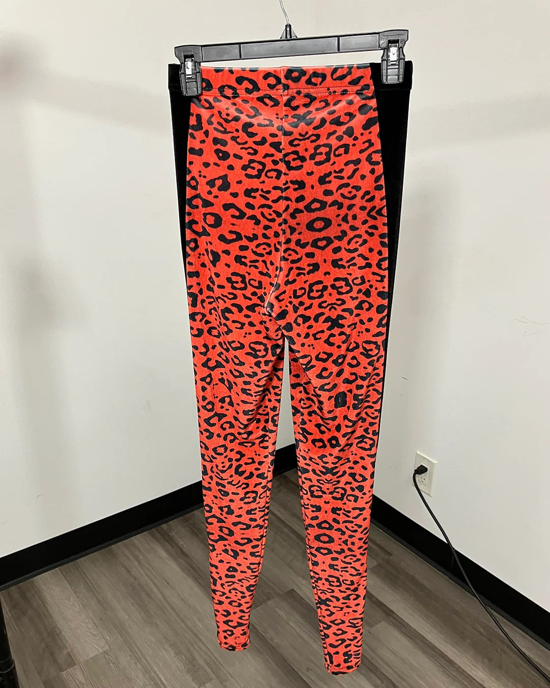 *One Of A Kind / Prototype* Sunrise Cheetah Stretch Velvet Black Stripe Leggings - SMALL