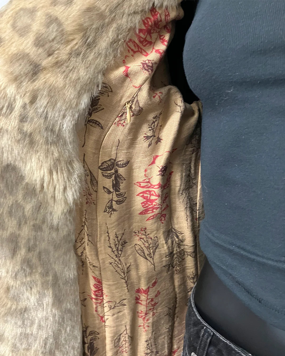 *Last Stock* Hooded African Golden Cat Luxe Faux Fur Coat - MEDIUM