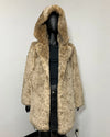 *Last Stock* Hooded African Golden Cat Luxe Faux Fur Coat - MEDIUM