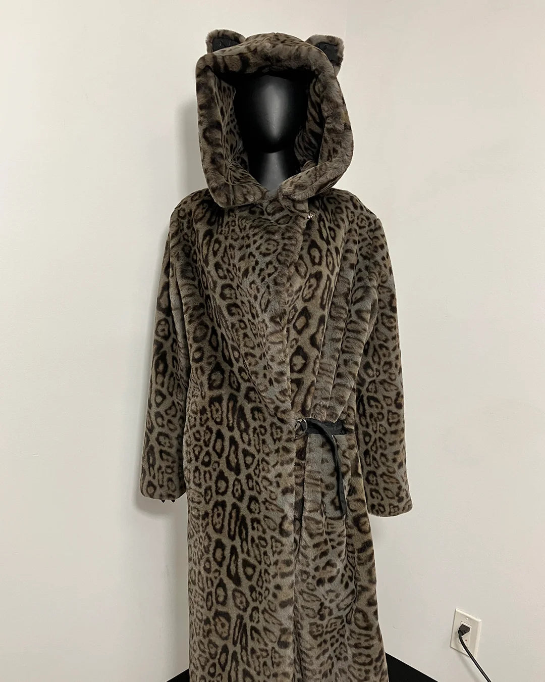 *One Of A Kind / Prototype* Classic Luxe Calf Length Coat | Black Leopard - MEDIUM