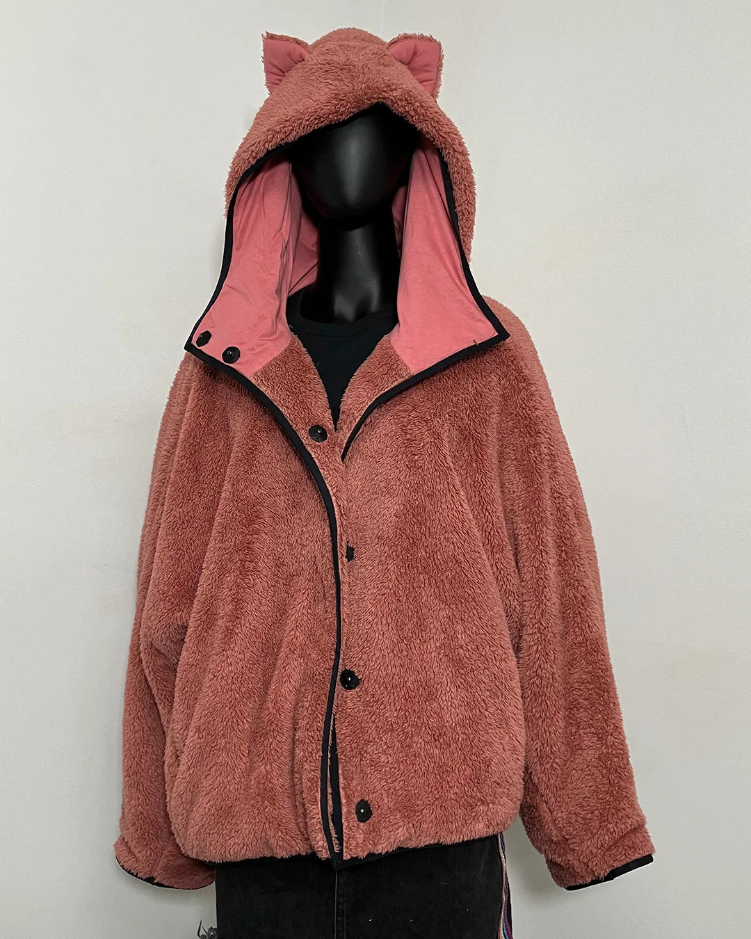 *One Of A Kind / Prototype* Classic Faux Fur Parka Jacket | Rose Quartz Cat - LARGE