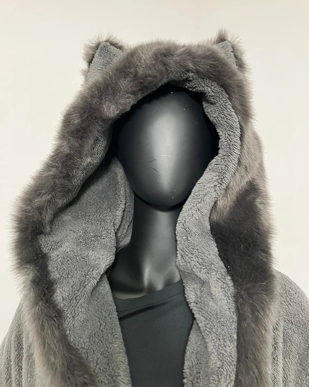 *One Of A Kind / Prototype* Classic Luxury Long Faux Fur Robe | Grey Fox  - MEDIUM