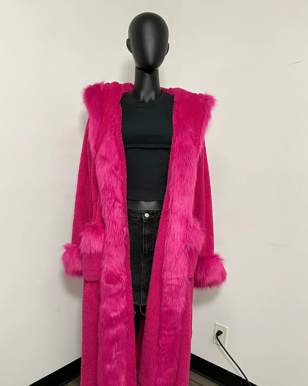 *One Of A Kind / Prototype* Classic Luxury Long Pink Robe | Lipstick Wolf - MEDIUM