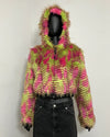 *One Of A Kind / Prototype* Hooded Neon Pink Cockatiel Cropped Jacket - SMALL