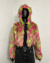 *One Of A Kind / Prototype* Hooded Neon Pink Cockatiel Cropped Jacket - SMALL
