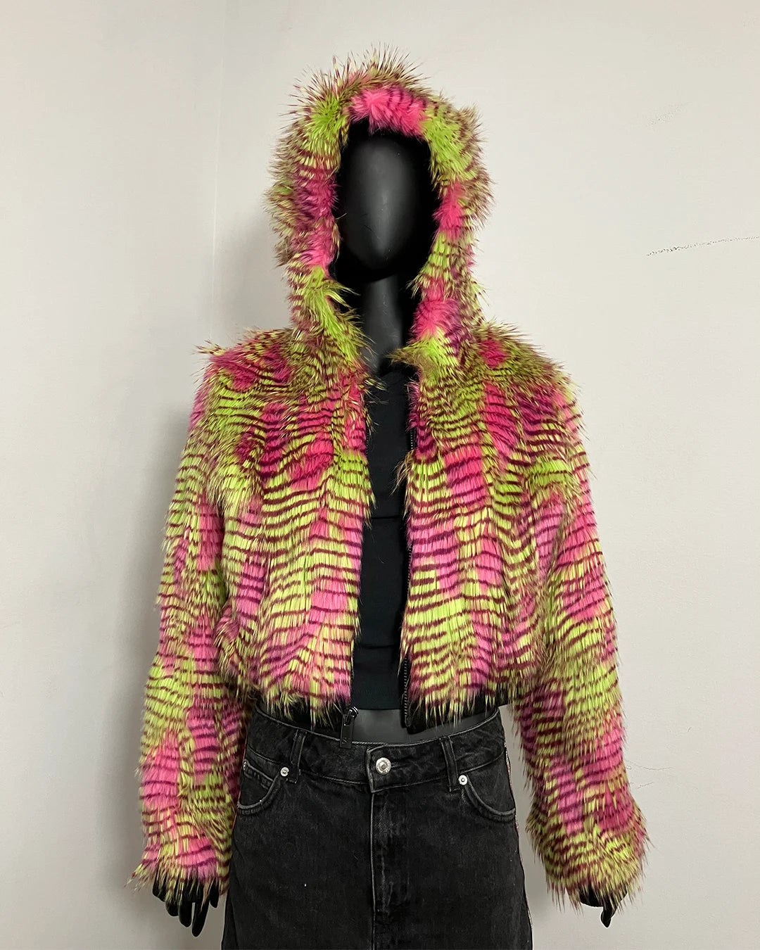 *One Of A Kind / Prototype* Hooded Neon Pink Cockatiel Cropped Jacket - SMALL