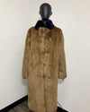 *One Of A Kind / Prototype* Brown Bear Faux Fur Long Coat | Indigo Wolf Collar - MEDIUM