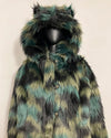 *One Of A Kind / Prototype* "We Are All Animals" Classic Faux Fur Coat | Camo Cat - MEDIUM