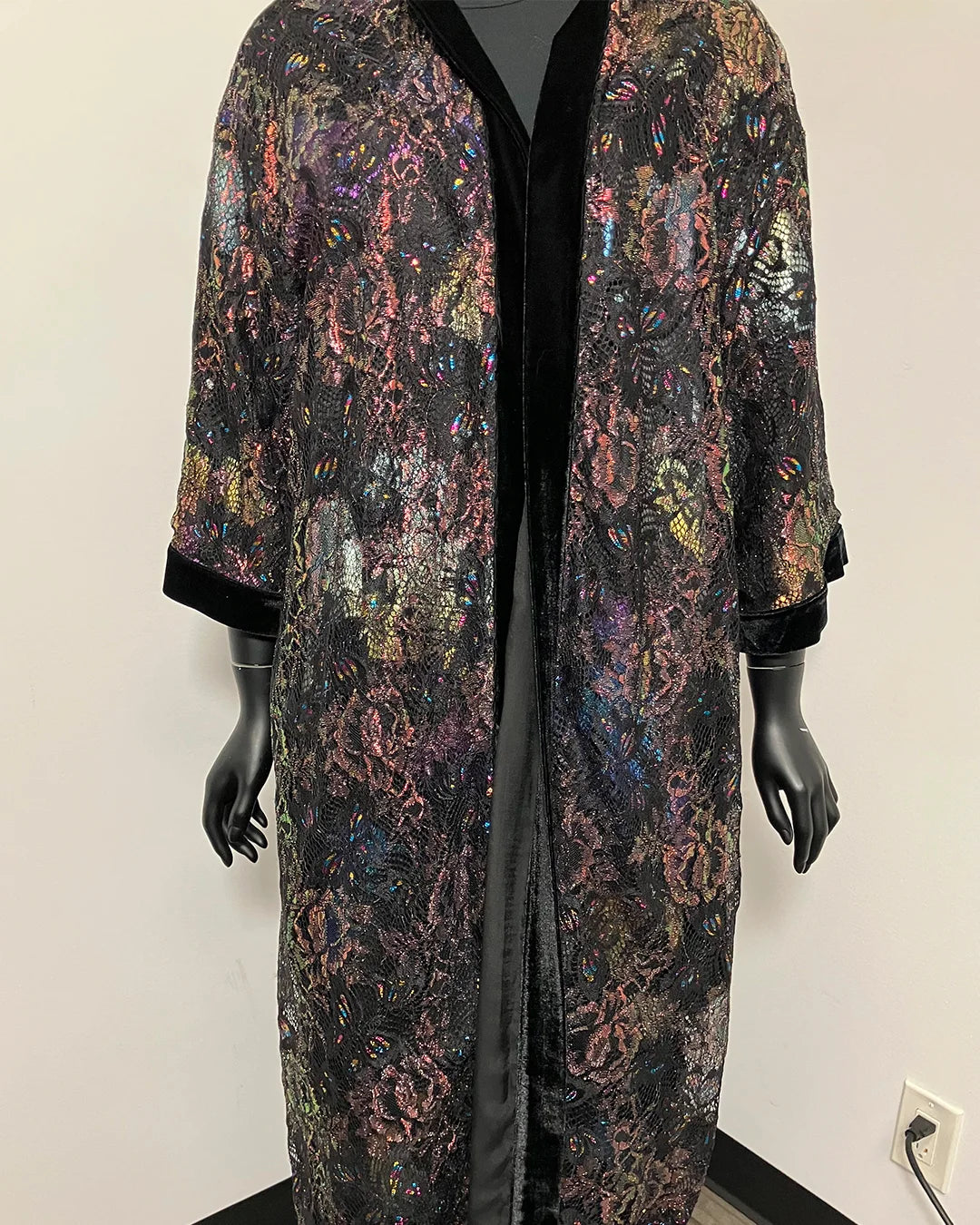 *Sample* Metallic Black Butterfly Kimono - SMALL-MEDIUM
