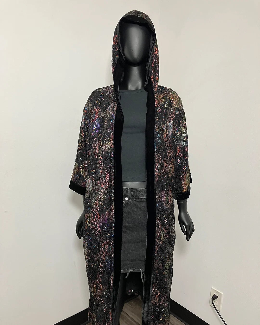 *Sample* Metallic Black Butterfly Kimono - SMALL-MEDIUM