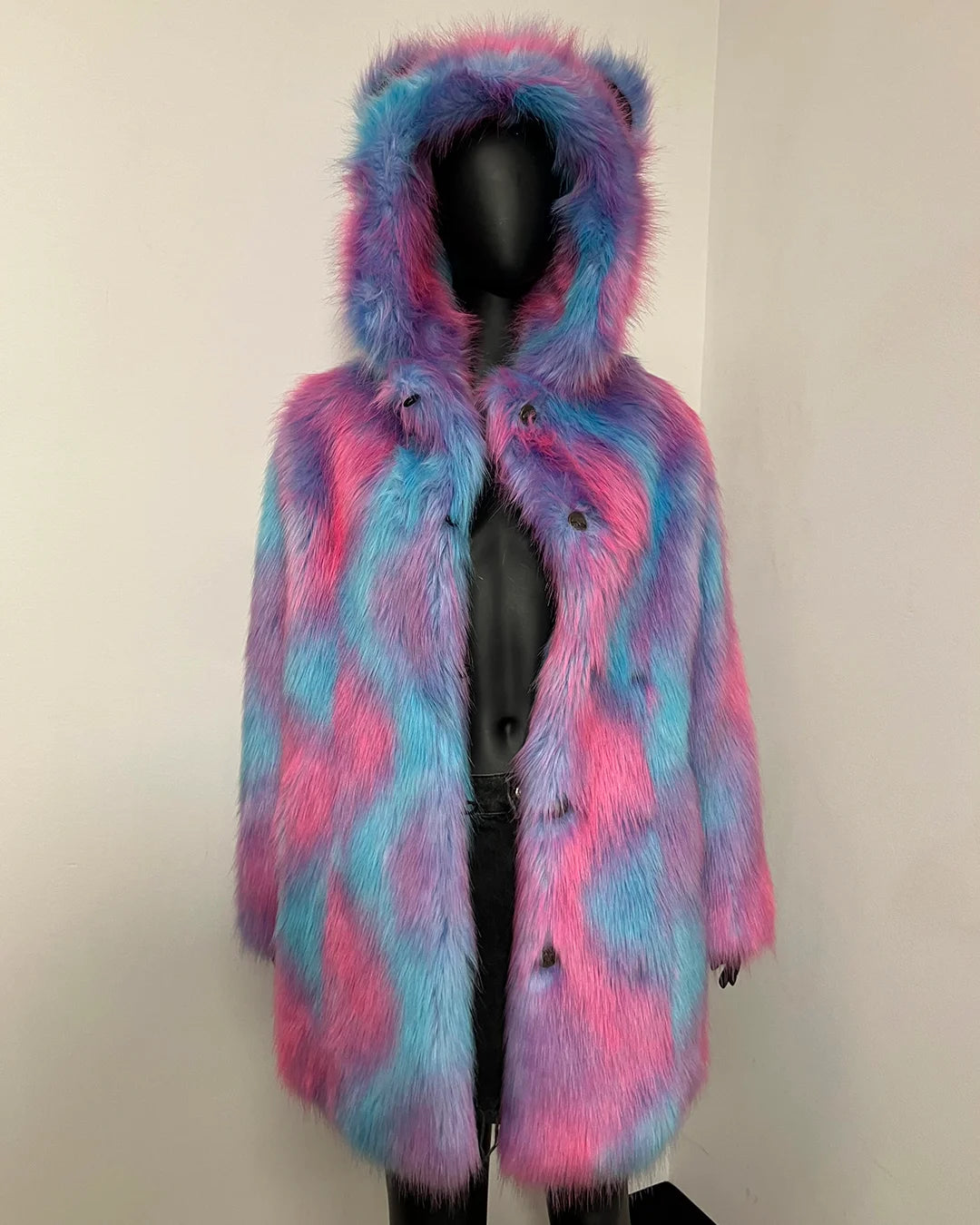 *Almost Purfect* Classic Faux Fur Coat | Cotton Candy Bear  - SMALL