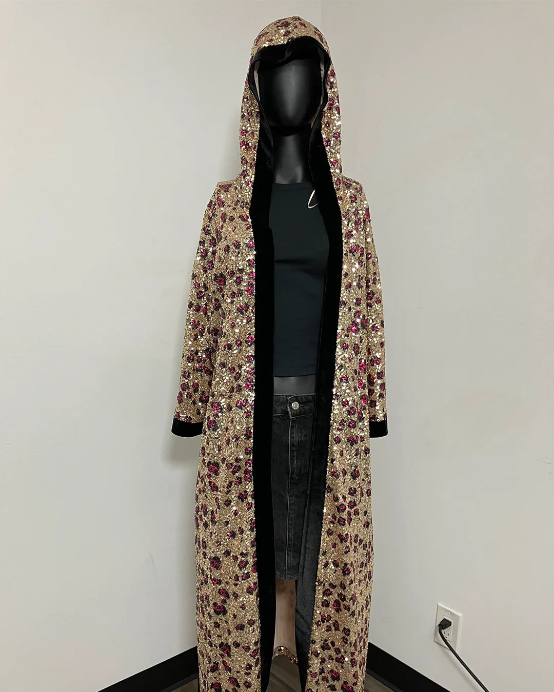 *One Of A Kind / Prototype* Strawberry Leopard Sequin Kimono Robe - SMALL/MEDIUM