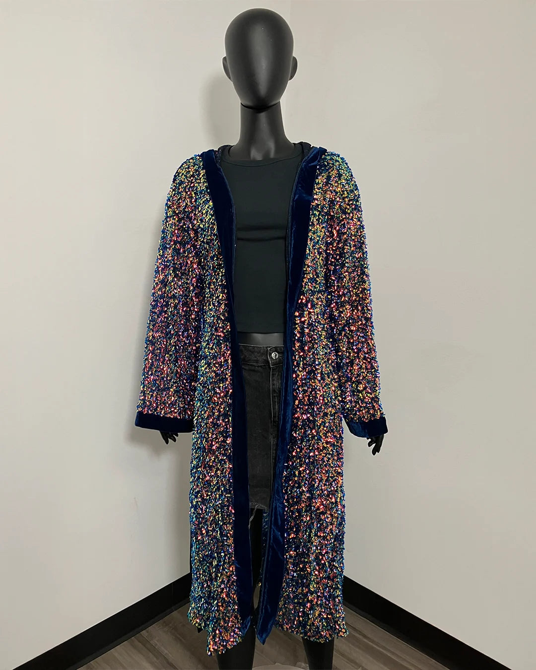 *One Of A Kind / Prototype* Blue Sequin Festival Kimono Robe | Rainbow Starburst - SMALL