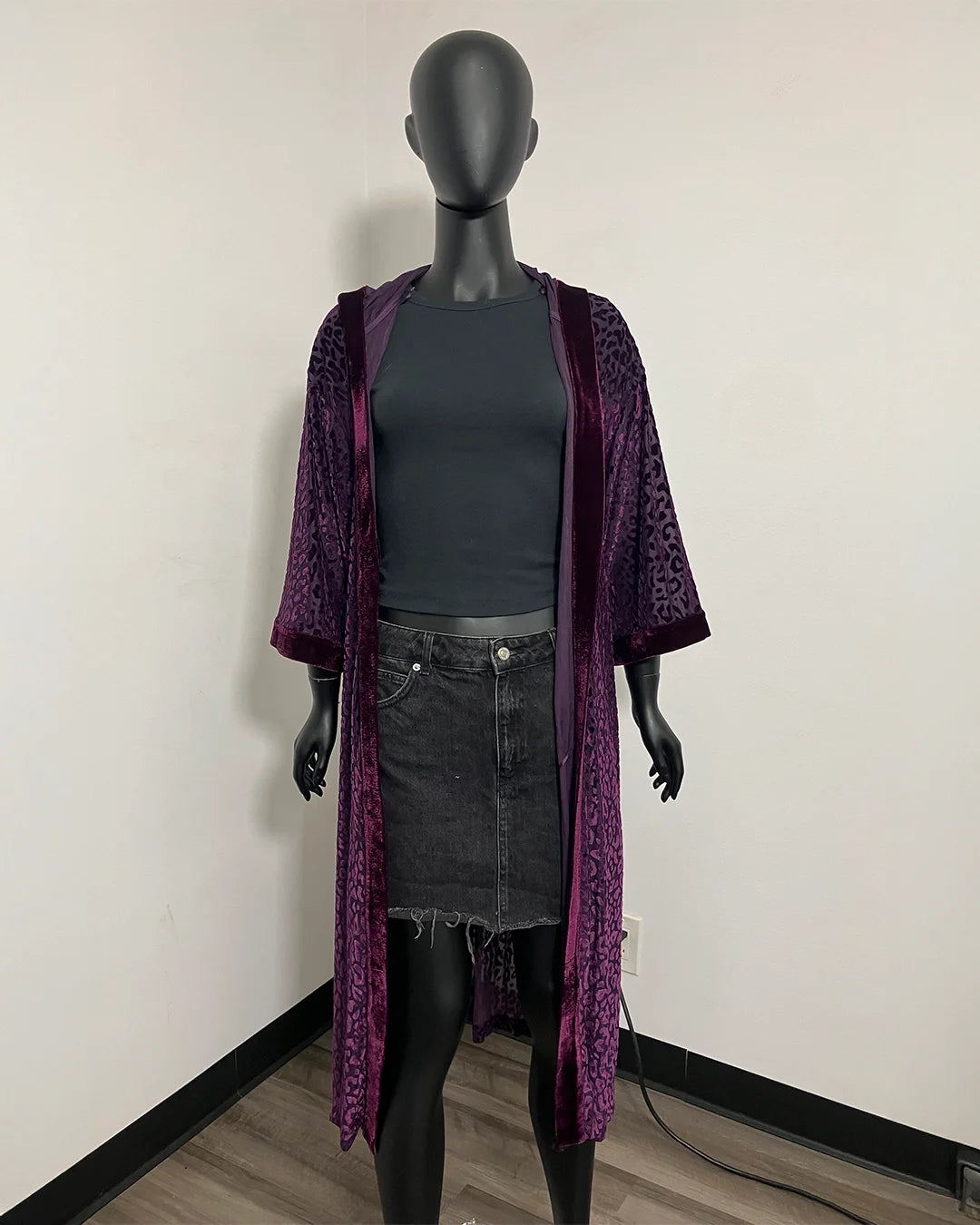 *Almost Purfect* Velvet Kimono | Purple Leopard -SMALL-MEDIUM