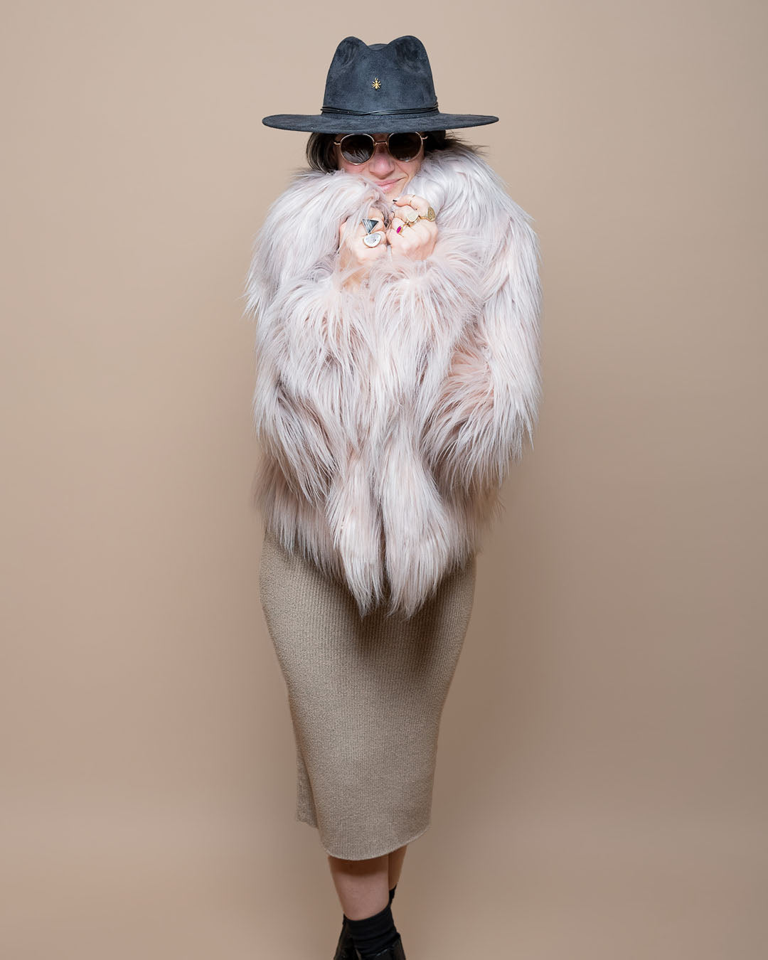 Pink Llama Collared Collector Edition Faux Fur Waist Jacket | Women's