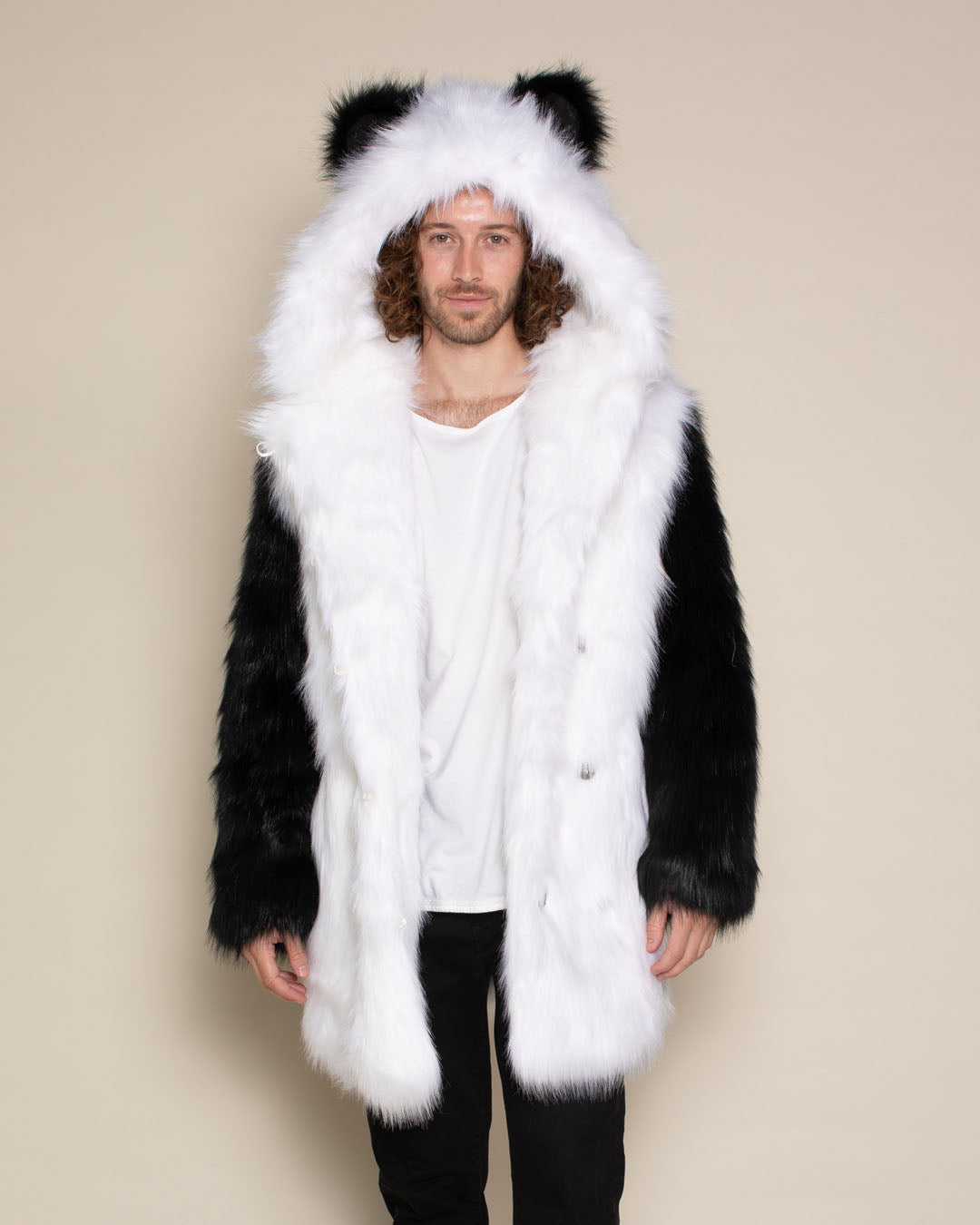 SpiritHoods Men's Panda Bear Classic Faux Fur Coat