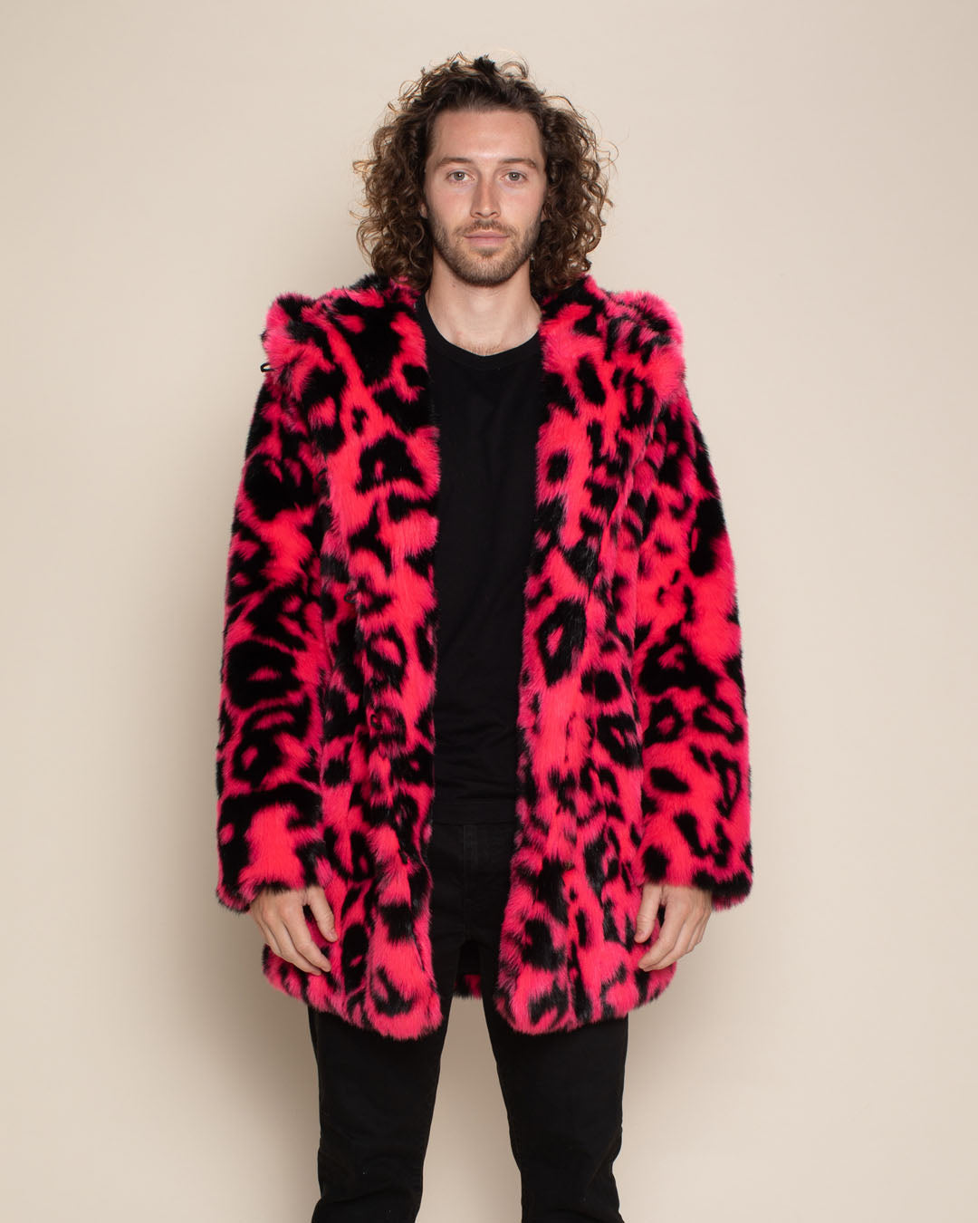 SpiritHoods Pink Cheetah Classic Collector Edition Faux Fur Coat | Women's S / pink/black/spotted