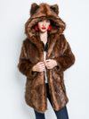 Classic Tawny Wolf Faux Fur Coat on Female