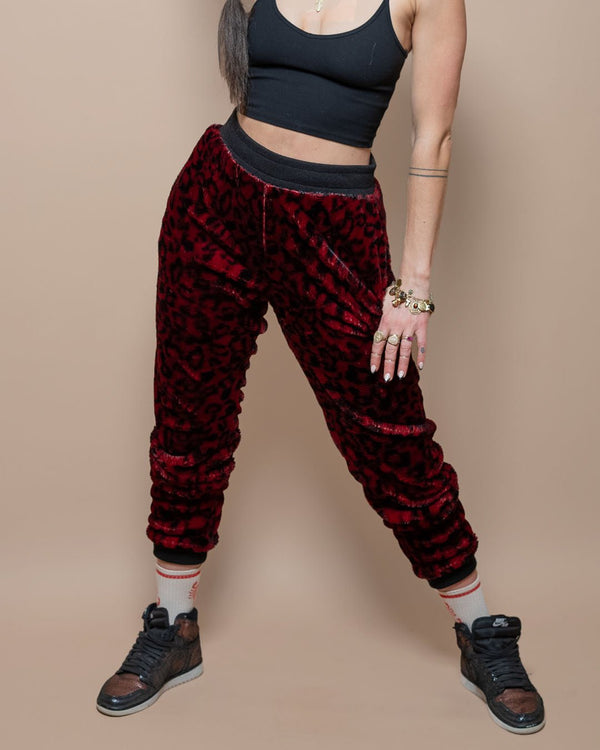Women s Lounge Pants Red Leopard Print SpiritHoods