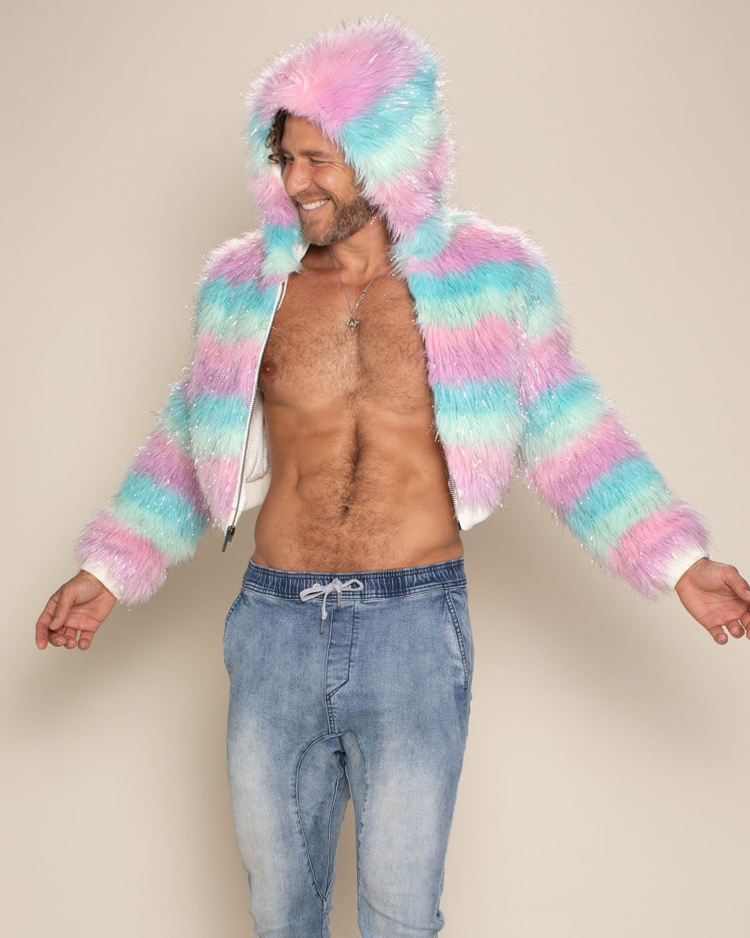 Men's Camouflage Faux Fur Hood Jacket