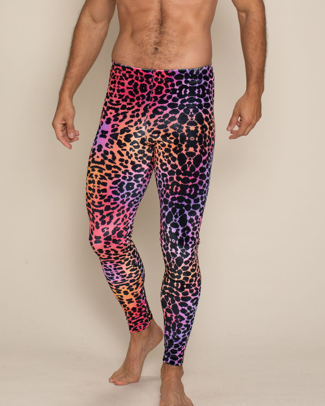 Sunset Leopard Velvet Leggings | Men's