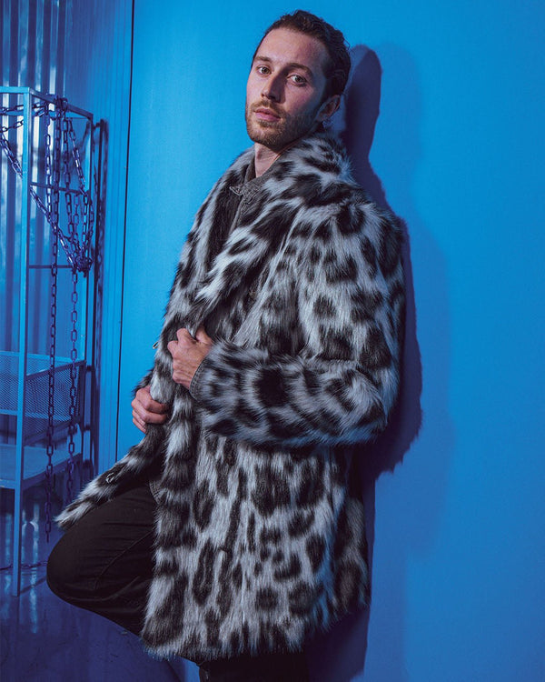 Men's Faux Fur Coat Himalayan Snow Leopard