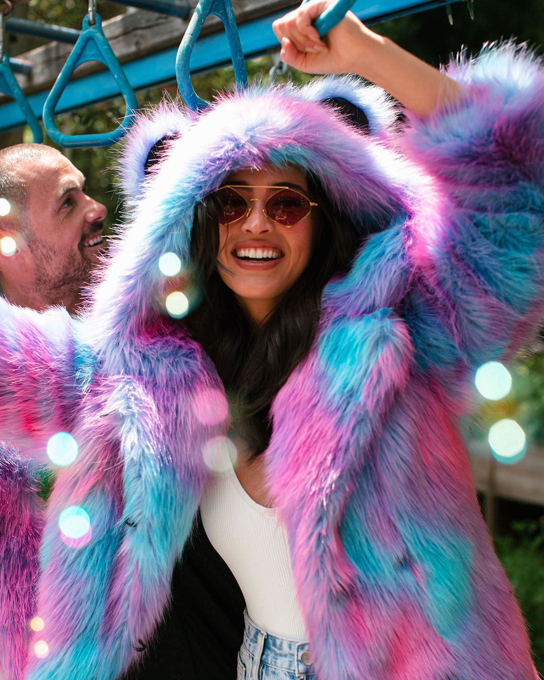 Monki fake fur coat store