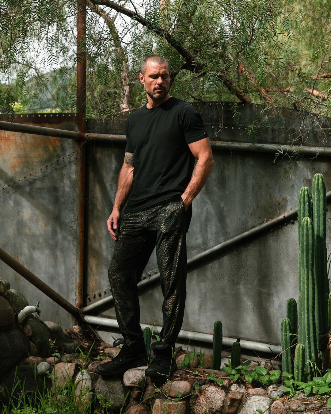 Black Snakeskin Velvet Jogger | Men's