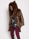 Classic Tawny Wolf Faux Fur SpiritHoods Coat with Hood on Female
