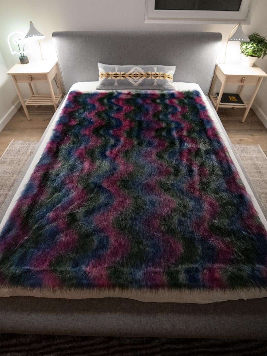 Faux Fur Lora Zombie Unicorn Galaxy SpiritHood Throw Blanket