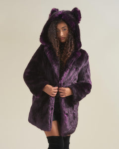 Purple Faux Fur Coat Womens | Midnight Wolf - SpiritHoods