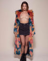 American Swallow Hooded Faux Fur Coat on Female Model