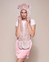 Faux Fur Hood with Rose Quartz Wolf Design
