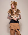 Man Wearing African Golden Cat Faux Fur Shawl