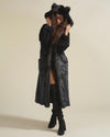 Woman Wearing Black Panther Classic Faux Fur Style Robe
