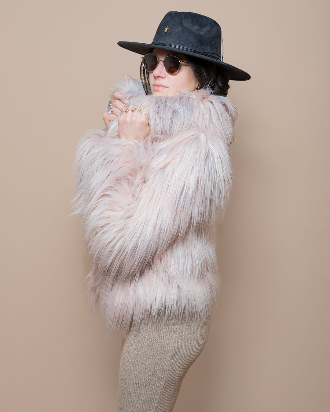 Pink Llama Collared Collector Edition Faux Fur Waist Jacket | Women's