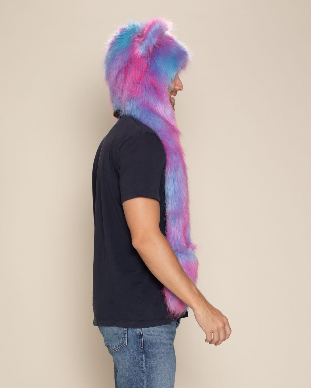 Fun Fur Candy Raver Cotton Candy Bear Collector Edition Faux Fur Hood | Men's - SpiritHoods