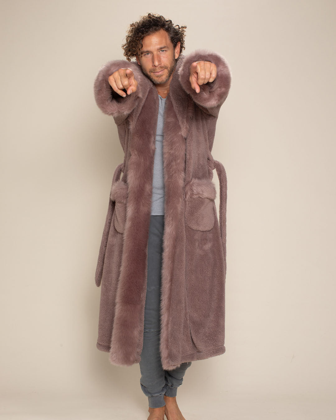 Mauve Cat Classic Faux Fur Robe | Men's