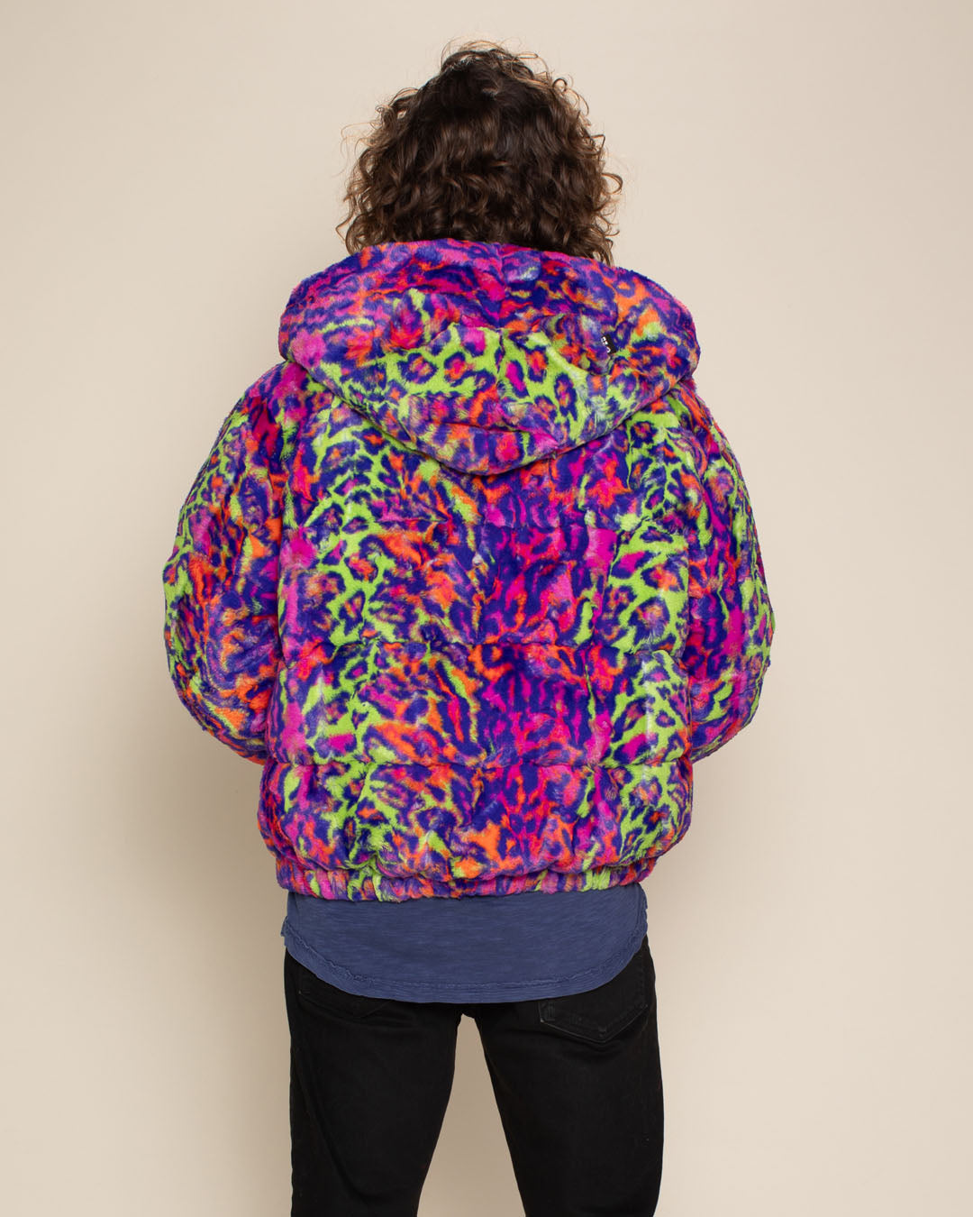 Neon Disco Cat Classic ULTRA SOFT Faux Fur Puffer Jacket | Men&#39;s