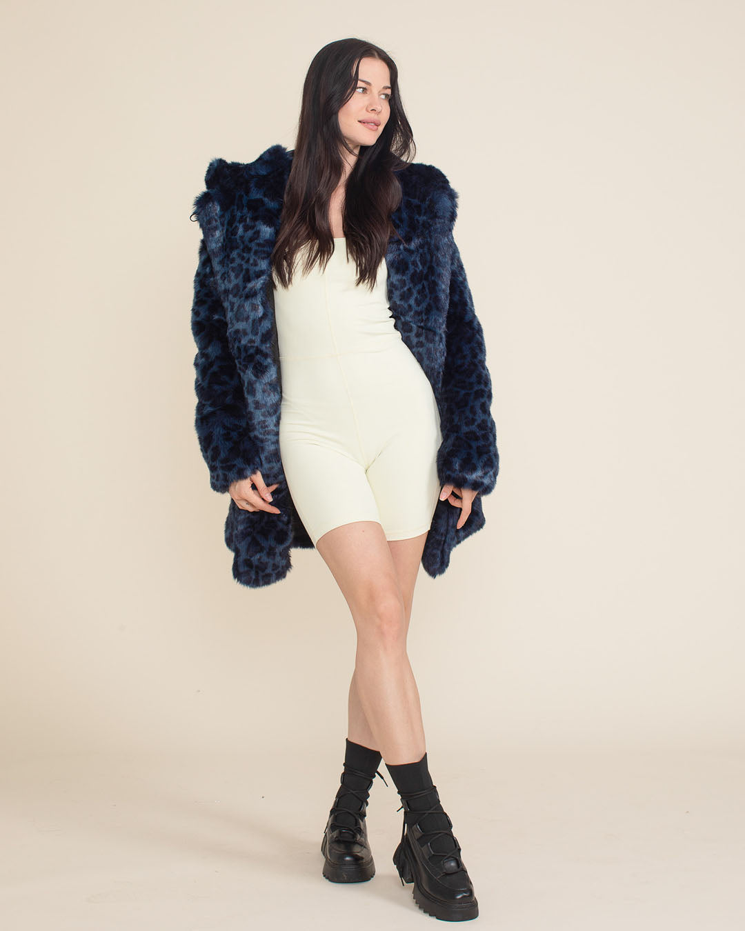 Indigo Leopard Classic Luxe Collector Edition Faux Fur Coat | Women&#39;s
