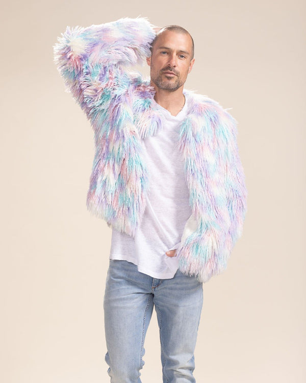 Men's Faux Fur Jacket – Warm Fluffy Zip-Up Shaggy Coat With Lapel
