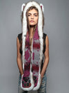 Woman wearing Faux Fur Brown Husky Italy C.E. SpiritHood, front view 2