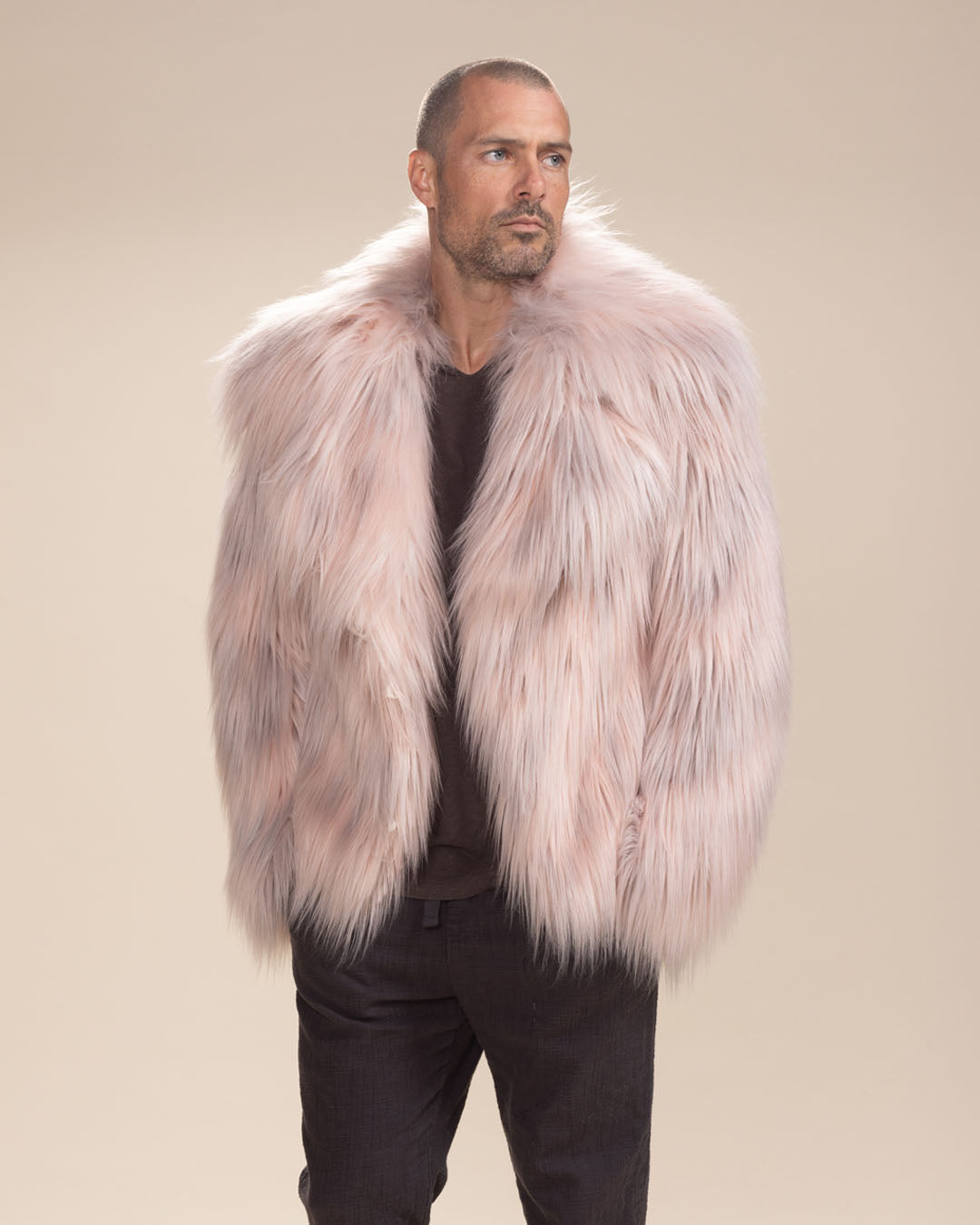 Pink Llama Collared Collector Edition Faux Fur Waist Jacket | Men&#39;s
