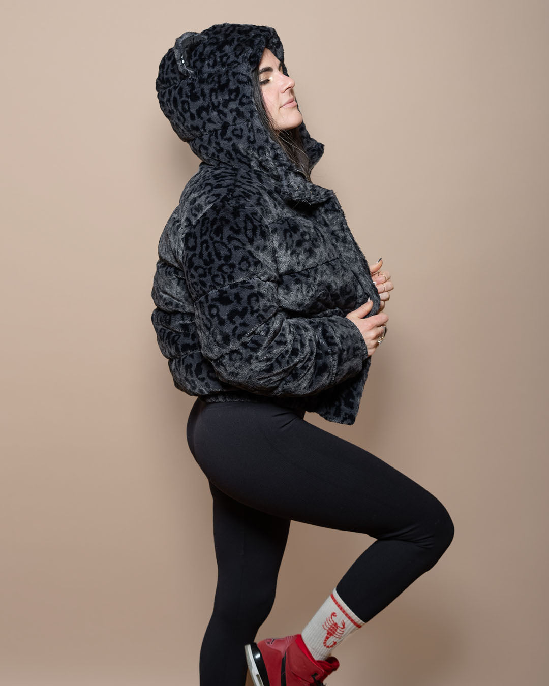 Slate Leopard Classic ULTRA SOFT Faux Fur Puffer Jacket | Women&#39;s