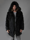 *Almost Purfect* Hooded Black Wolf Faux Fur Coat