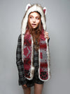 Woman wearing Faux Fur Brown Husky Italy C.E. SpiritHood, front view