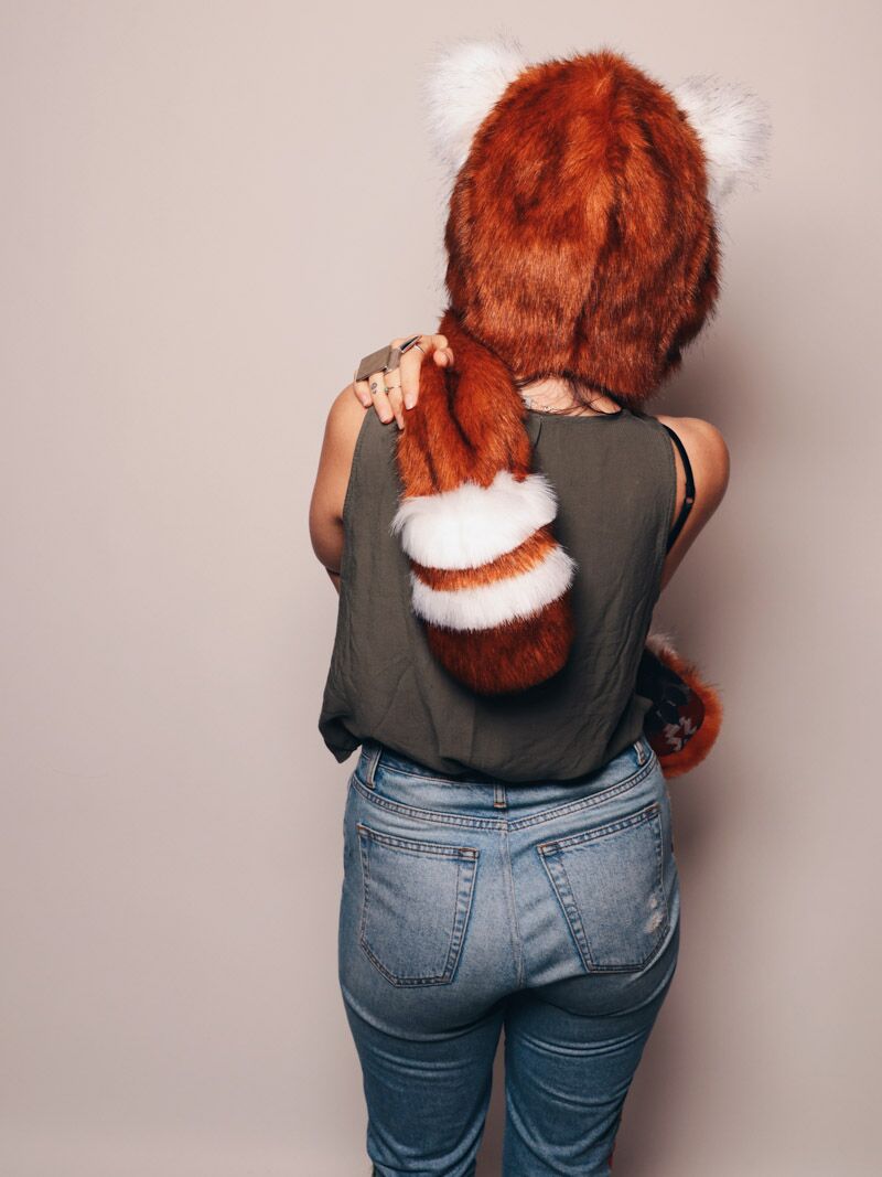 Hooded Limited Edition Faux Fur with Red Panda Design